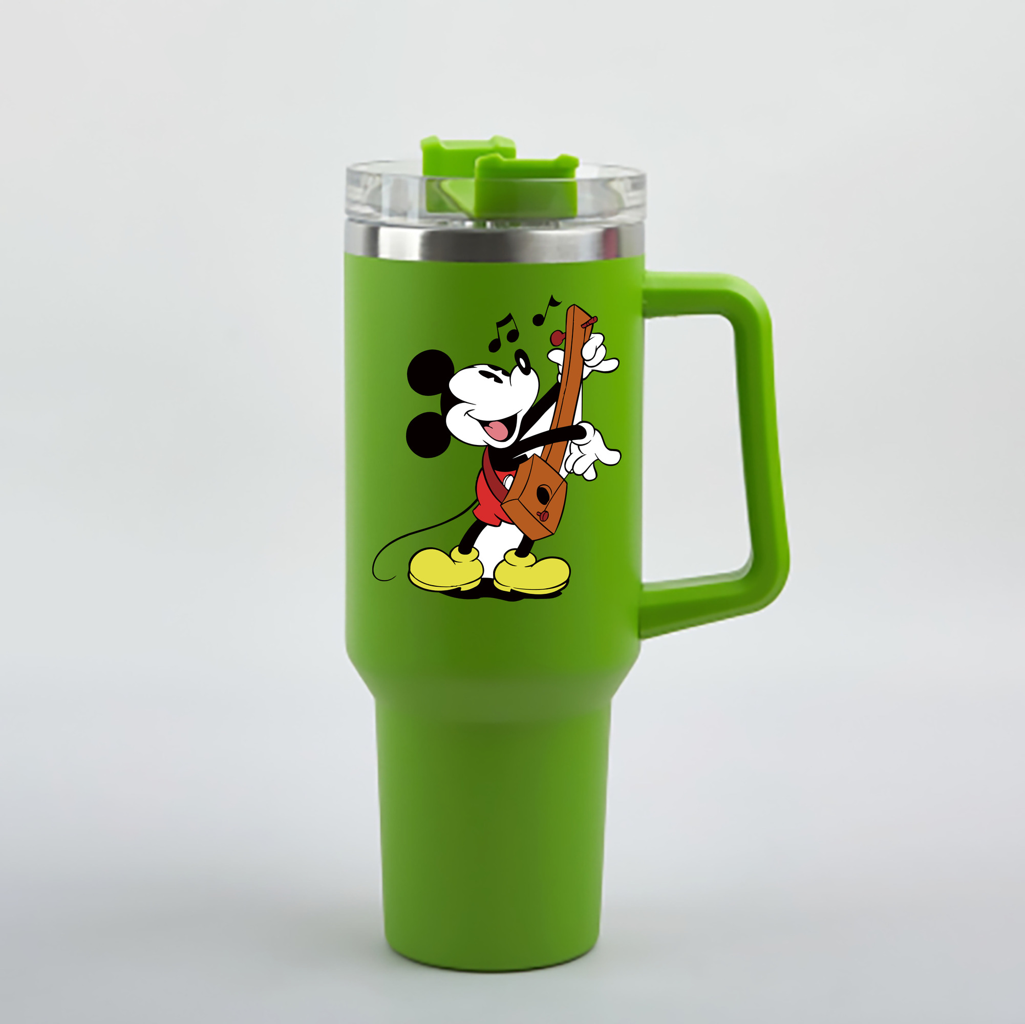 （画像用） ミッキーマウス Mickey Mouse 1200mL車用タンブラー - クリスタルステッカー（プラスチックストロー付き）